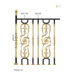Antique Cast Brass Staircase Railings & Handrail in Cast Aluminium Surat Indore Jaipur